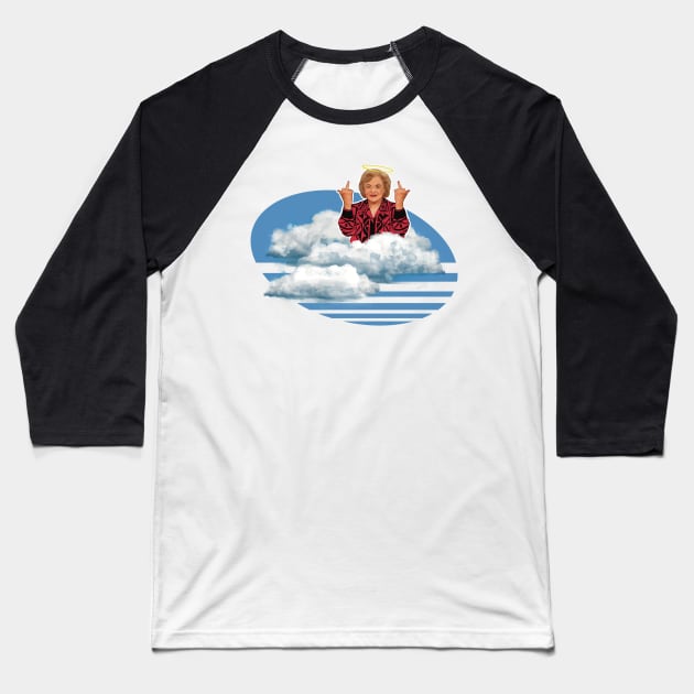 Betty White Giving The Double Middle Finger In Heaven Baseball T-Shirt by SubtleSplit